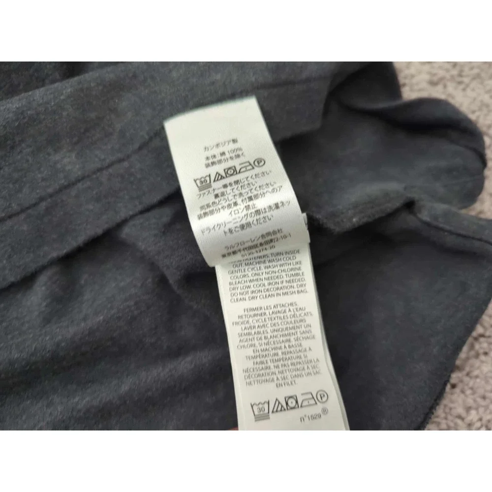 Polo‎ Ralph Lauren Polo Shirt Mens L Gray Long Sleeve Classic Golf Preppy Casual